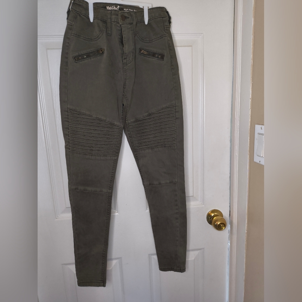 Olive Green Moto Style Pants